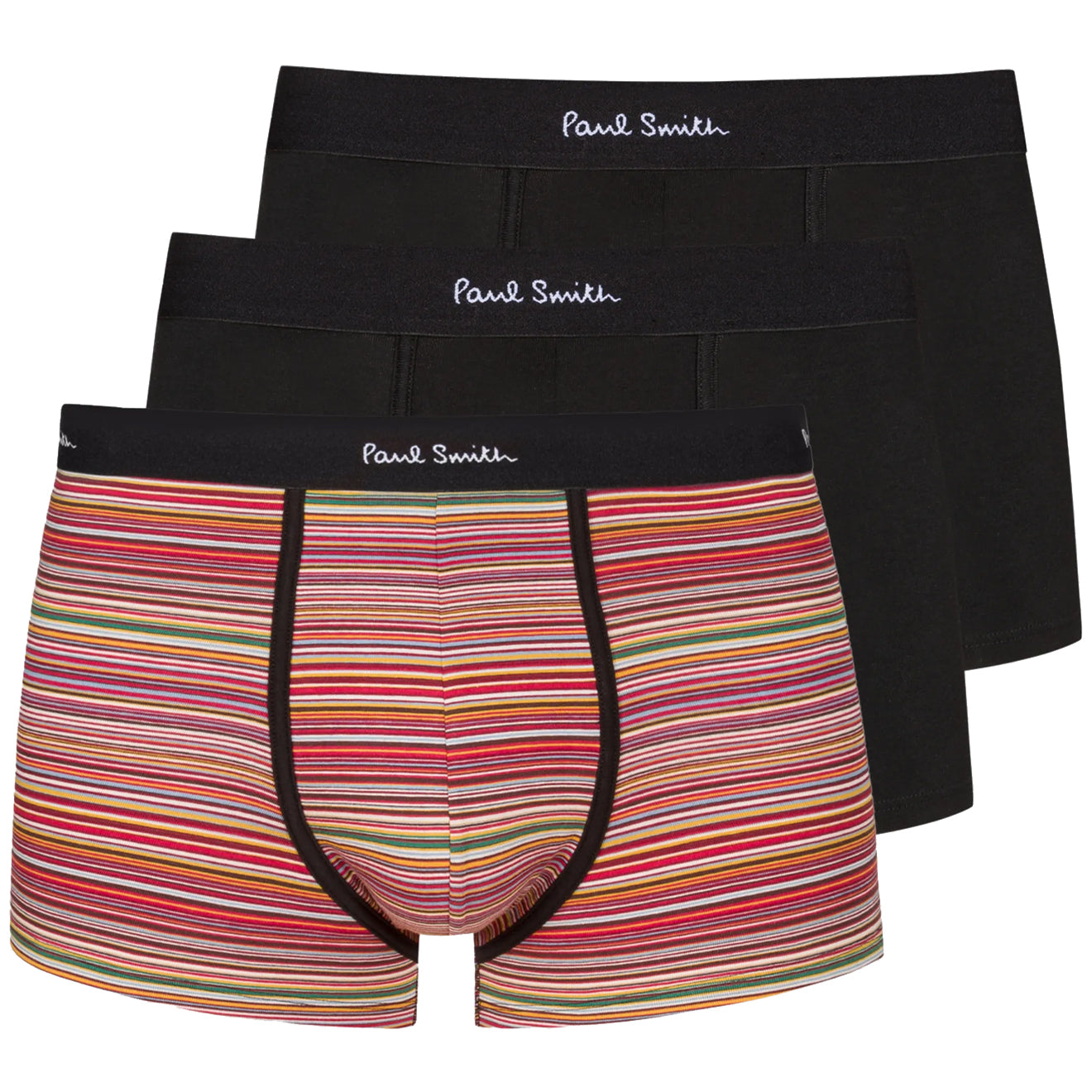 Paul Smith Organic-Cotton Mixed Stripe Boxer Briefs Three Pack Black - Parasol Store