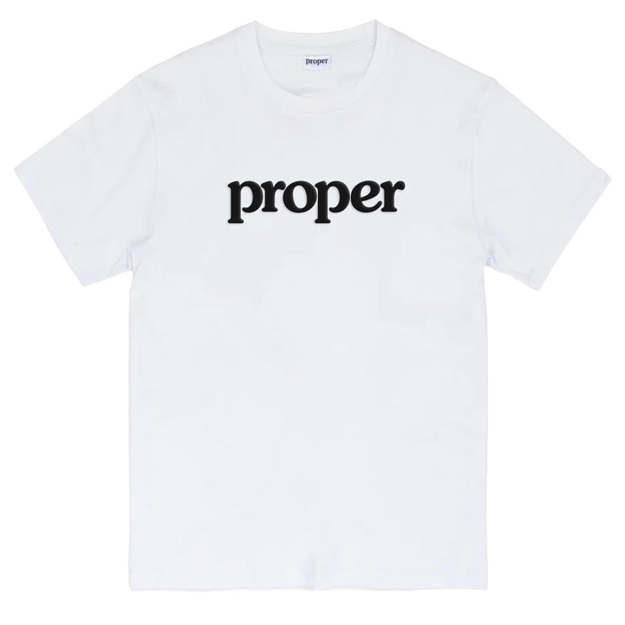 Proper Flock Logo T-shirt - White/Black Proper