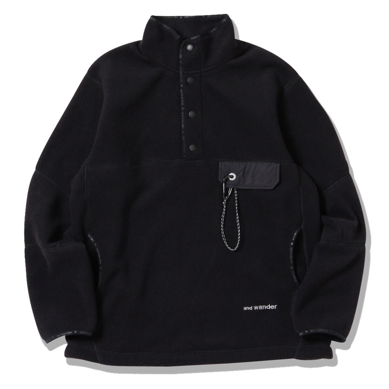 And Wander Wool Fleece Pullover Black And Wander