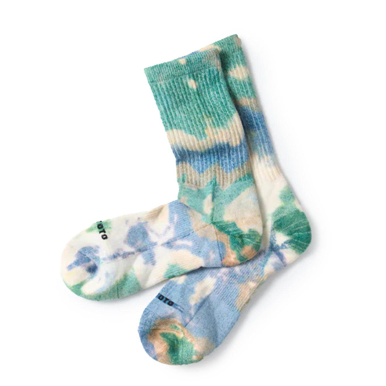 Rototo Allrounder Merino Crew Tie Dye Socks Green / Blue - Parasol Store