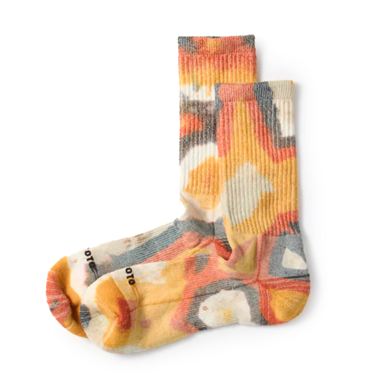 Rototo Allrounder Merino Crew Tie Dye Socks Yellow / Red - Parasol Store