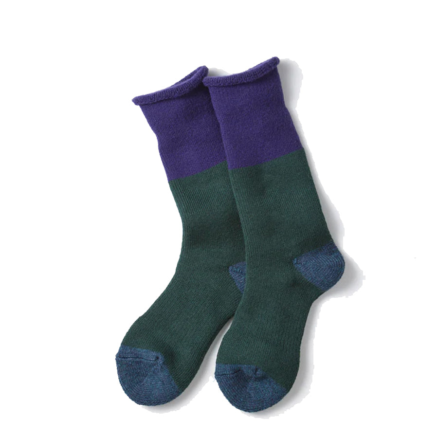 Rototo Chunky Pile Boot Socks Dark Purple / Dark Green - Parasol Store