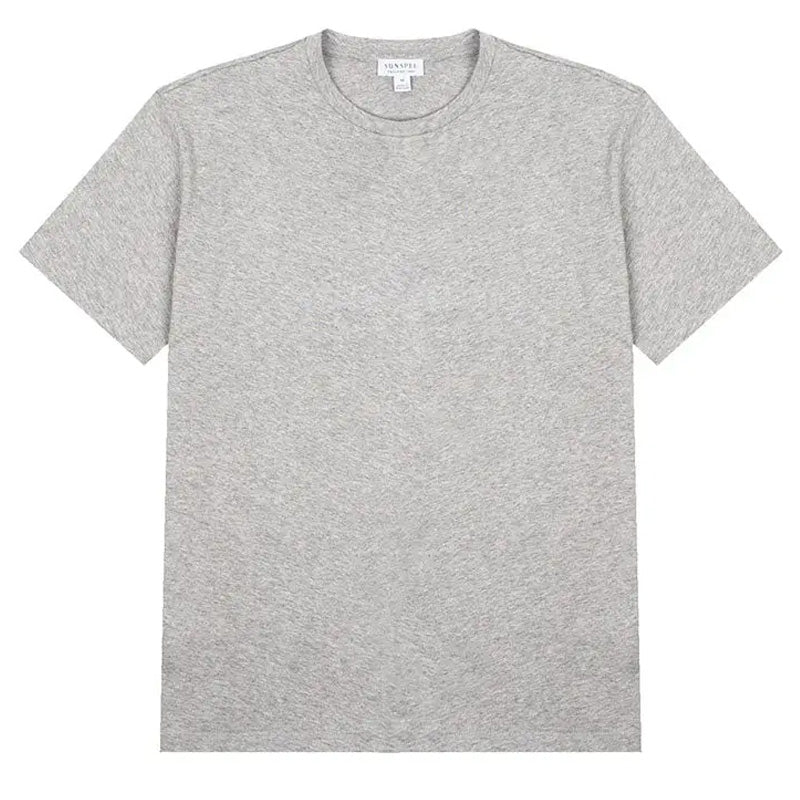 Sunspel Womens Boy Fit Crew Neck T Shirt Grey Melange Sunspel