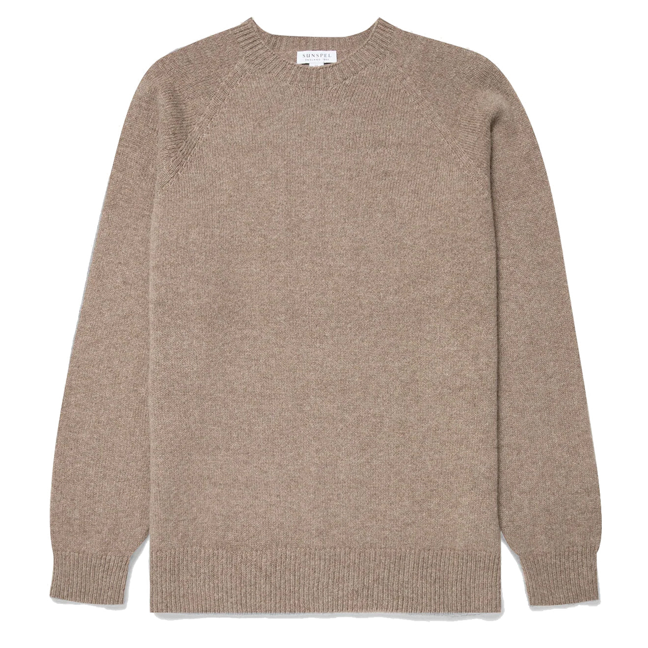 Sunspel Lambswool Crew Neck Sandstone - Parasol Store