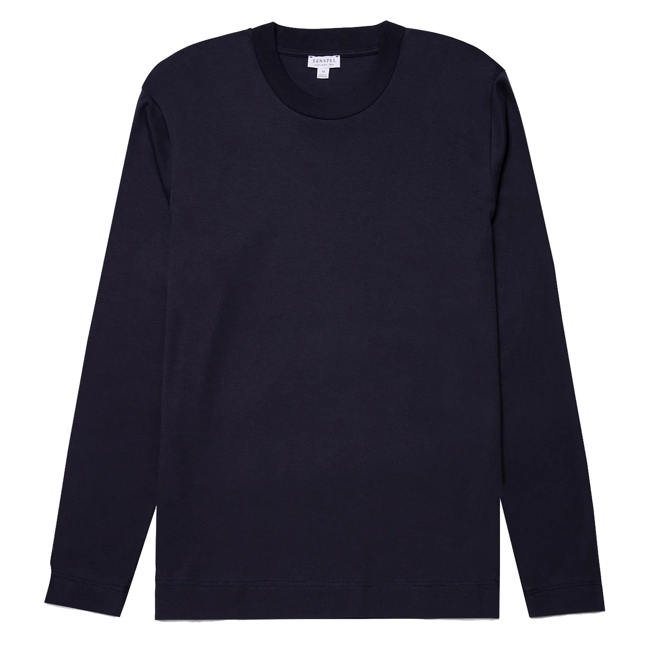 Sunspel Long Sleeve Heavyweight T-shirt Navy - Parasol Store