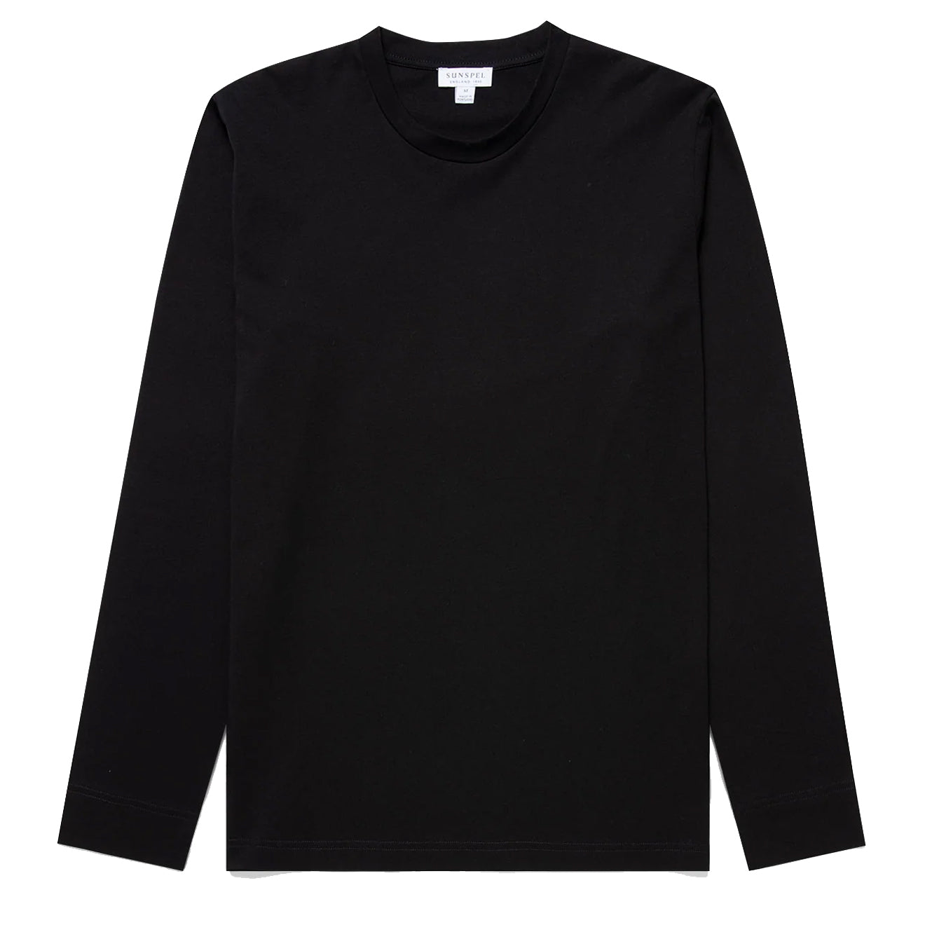 Sunspel Long Sleeve Riviera Midweight T-Shirt Black Sunspel