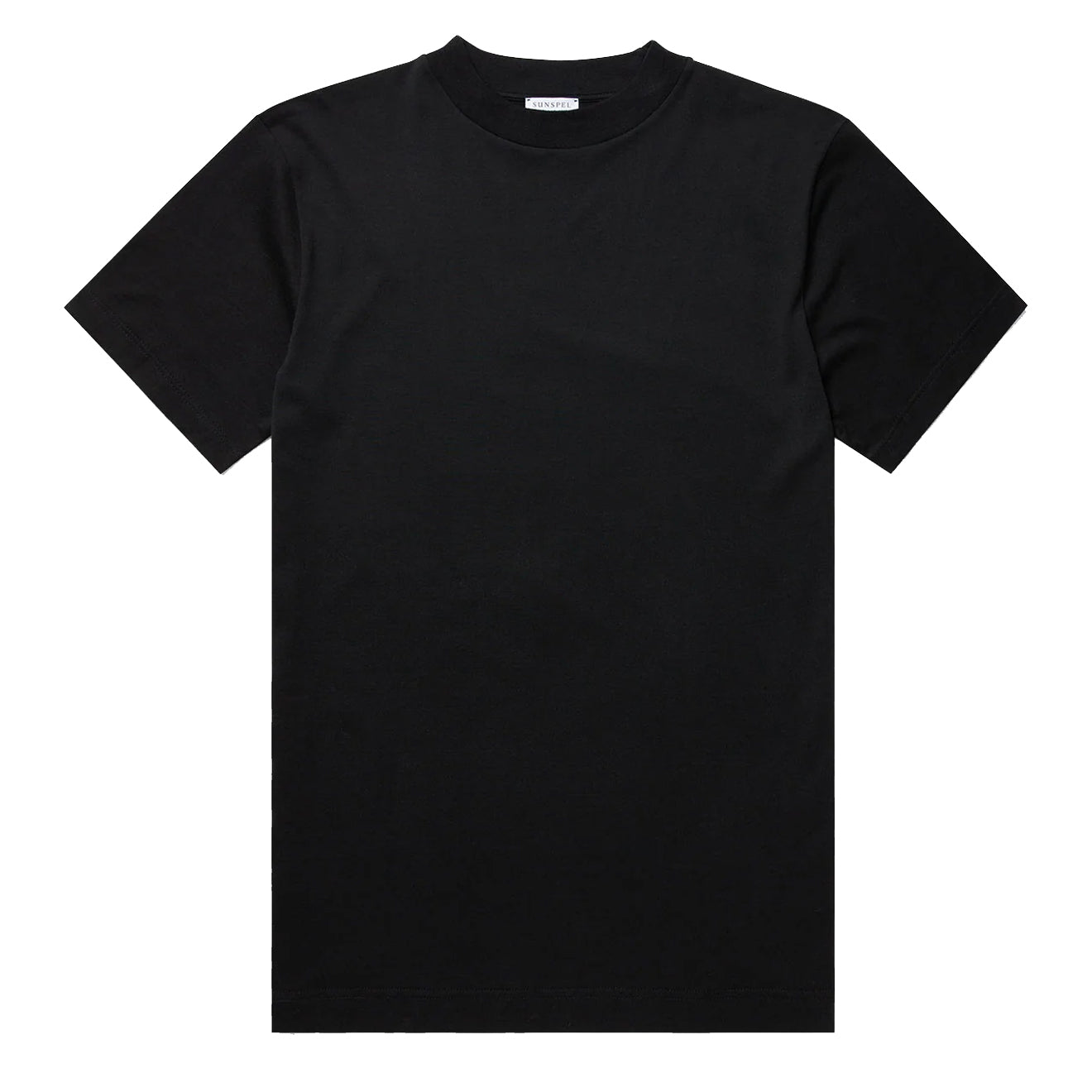 Sunspel Mock Neck T-Shirt Black - Parasol Store