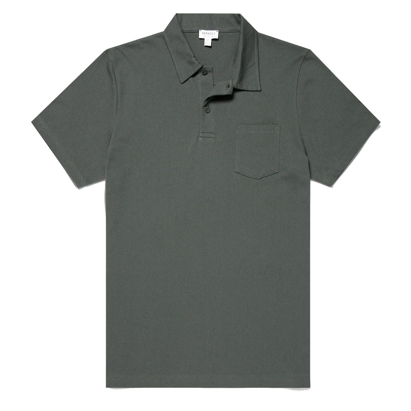 Sunspel Riviera Polo Shirt Drill Green - Parasol Store