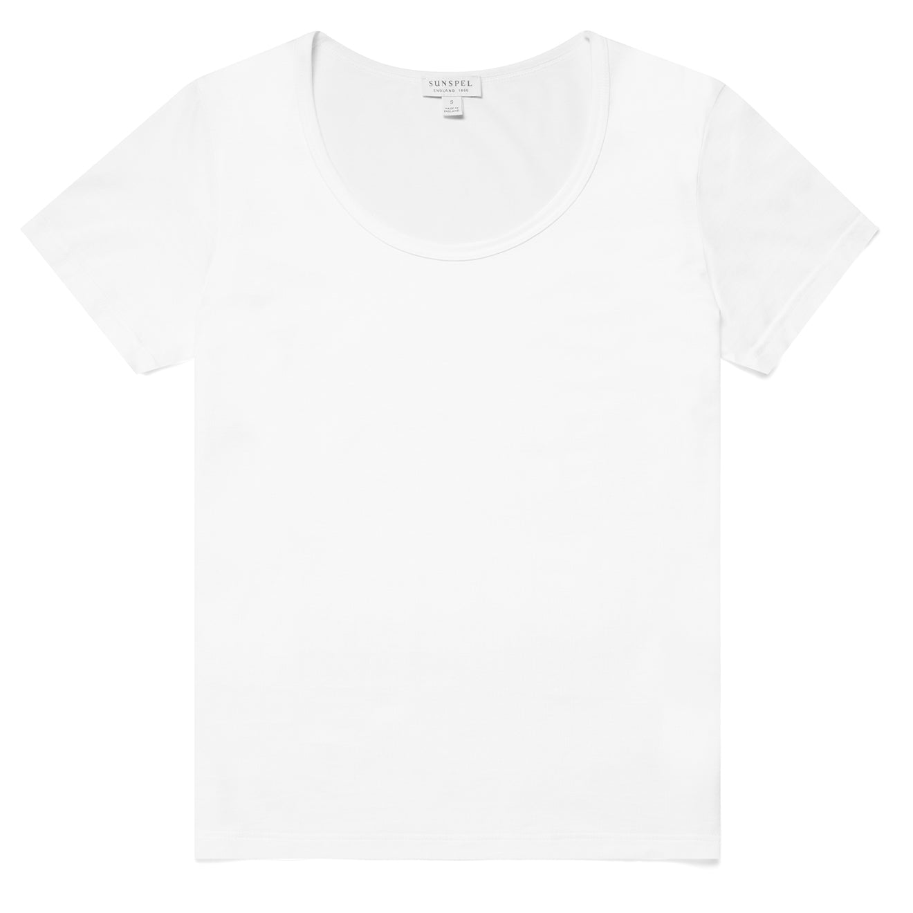 Sunspel Womens Scoop T-Shirt White Sunspel