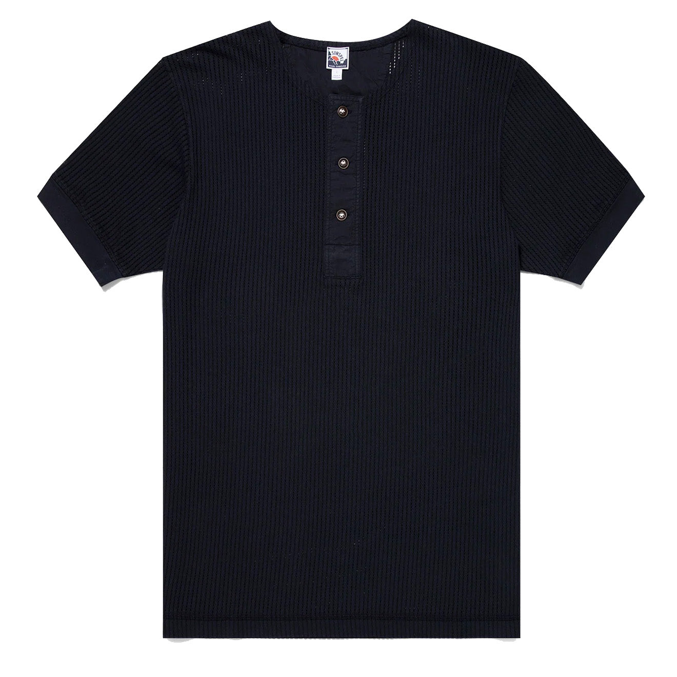 Sunspel x Nigel Cabourn Mesh Henley T-Shirt Navy - Parasol Store