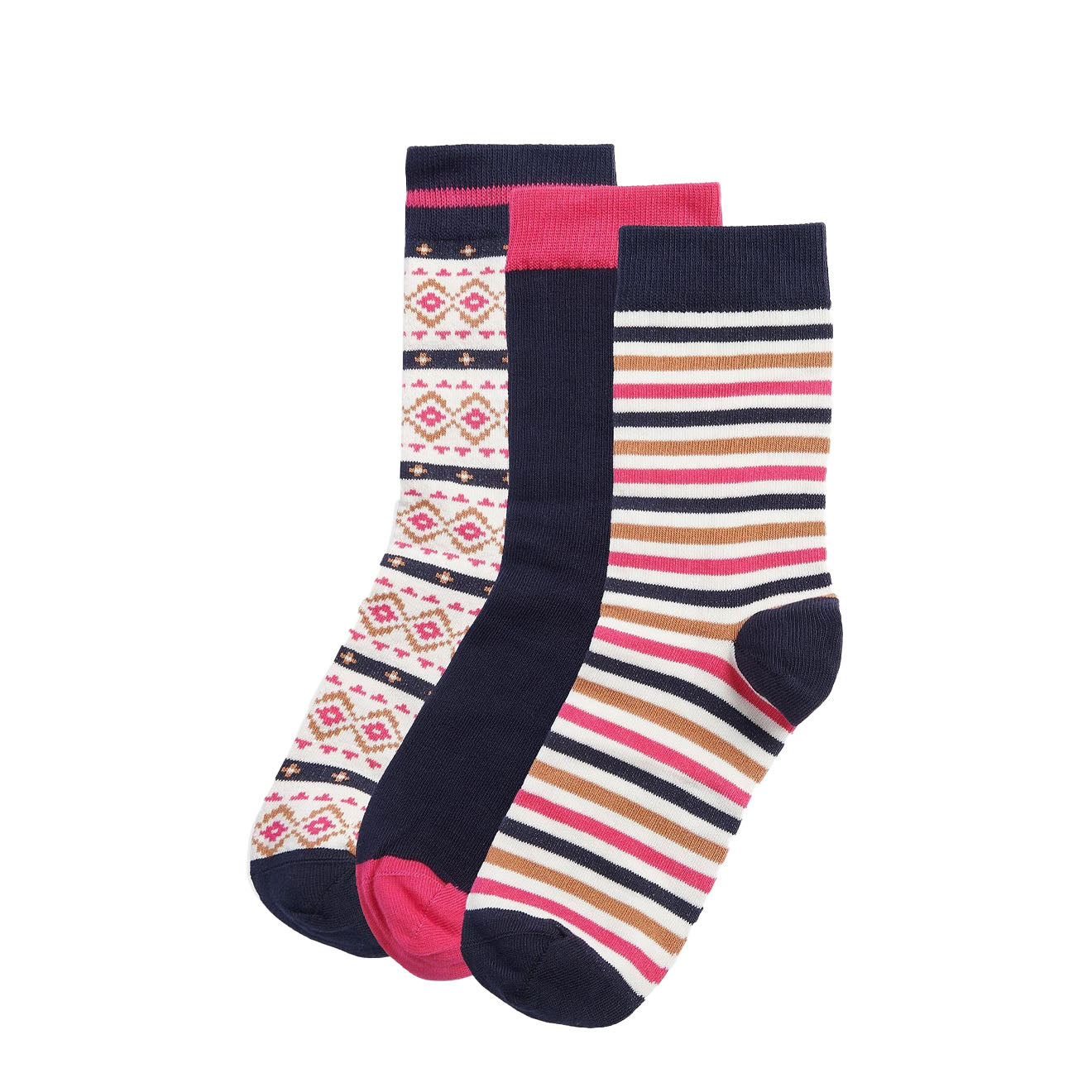 Barbour Claudia Fairisle Sock Gift Set Navy / Pink Mix Barbour