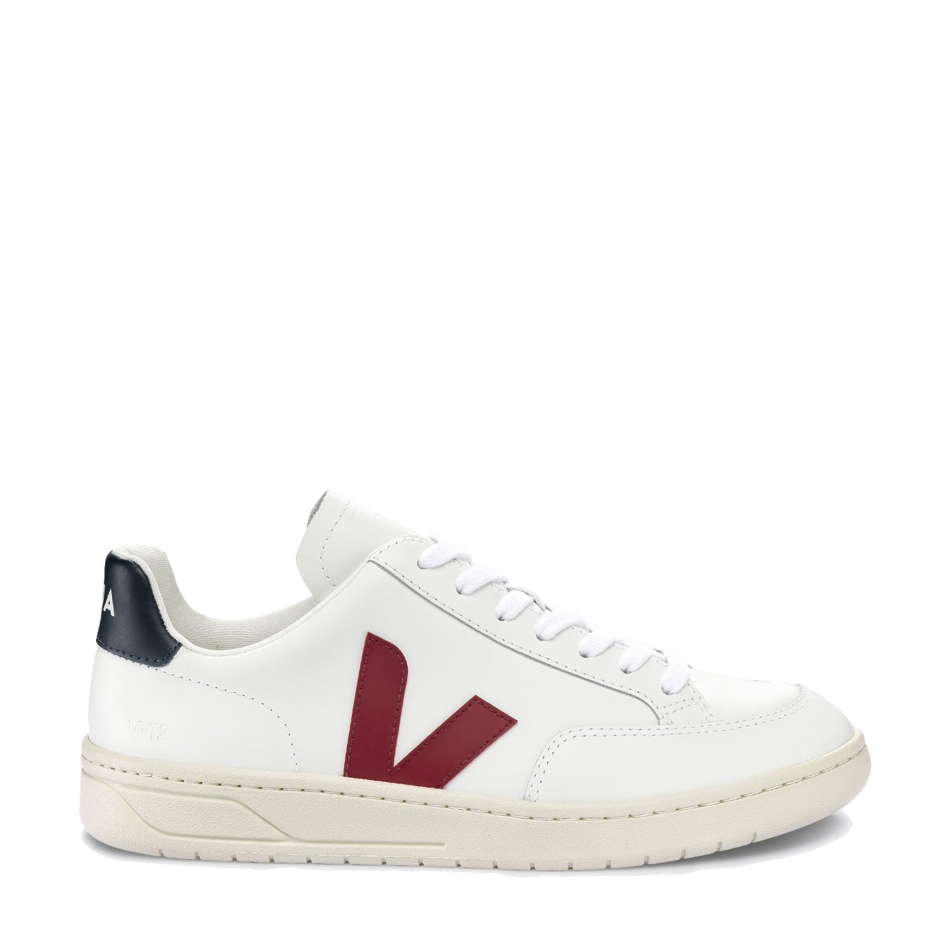 Veja V-12 Leather Trainer White Marsala Nautico - Parasol Store