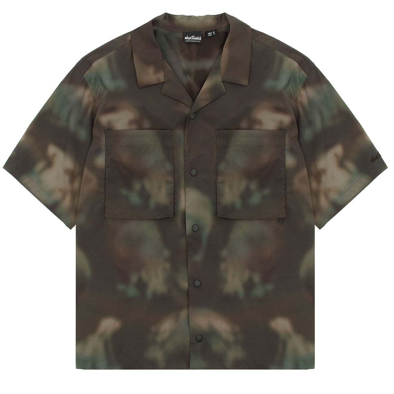 Wild Things S/S Camp Shirt Nature Mosaic Olive - Parasol Store