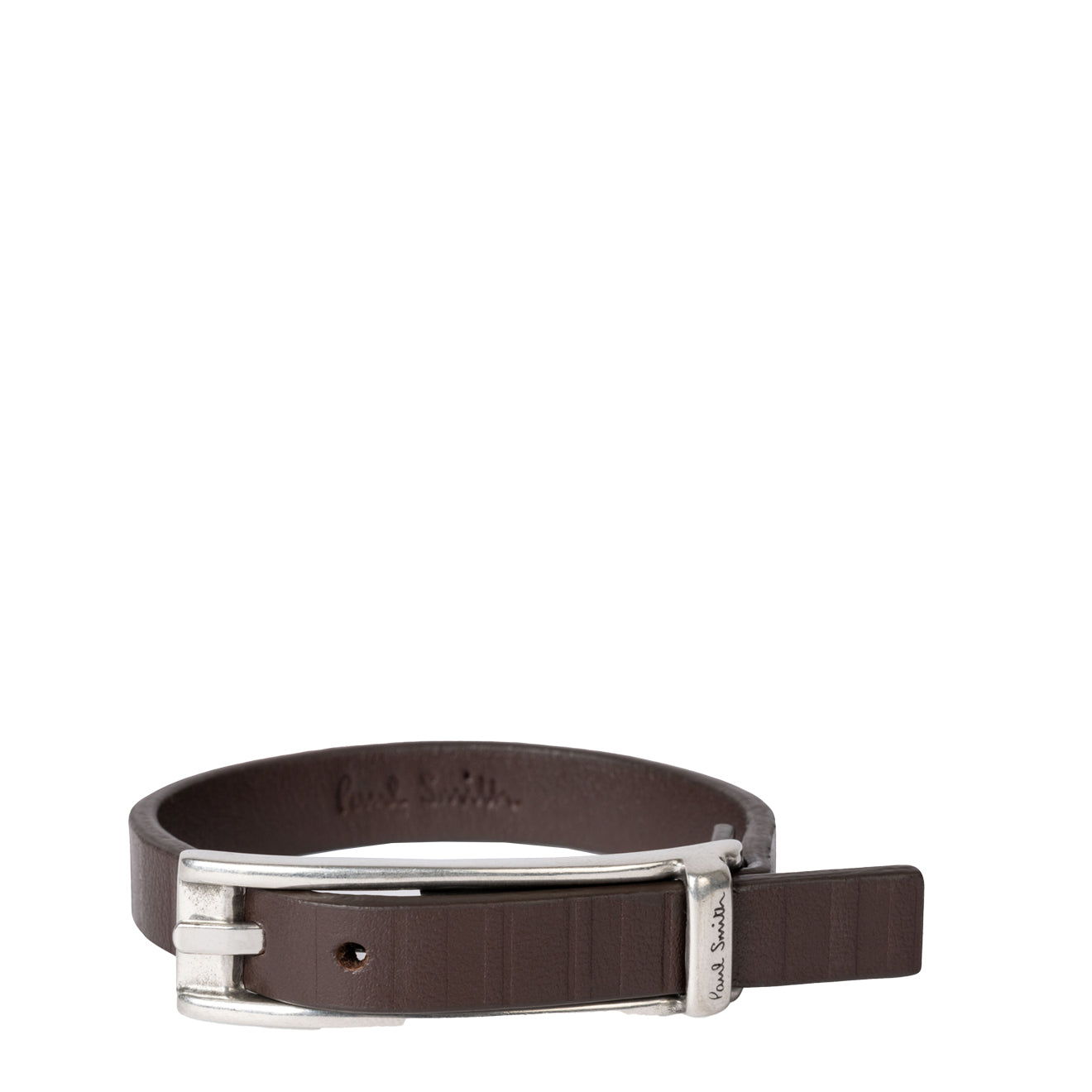 Paul Smith Leather Shadow Stripe Bracelet Brown Paul Smith