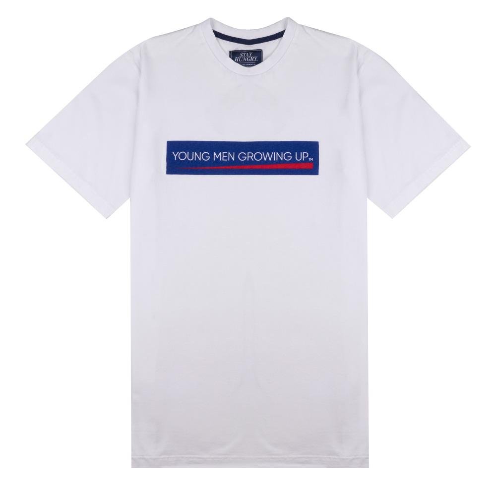 Stay Hungry YMGU Navy Logo T-Shirt White Stay Hungry