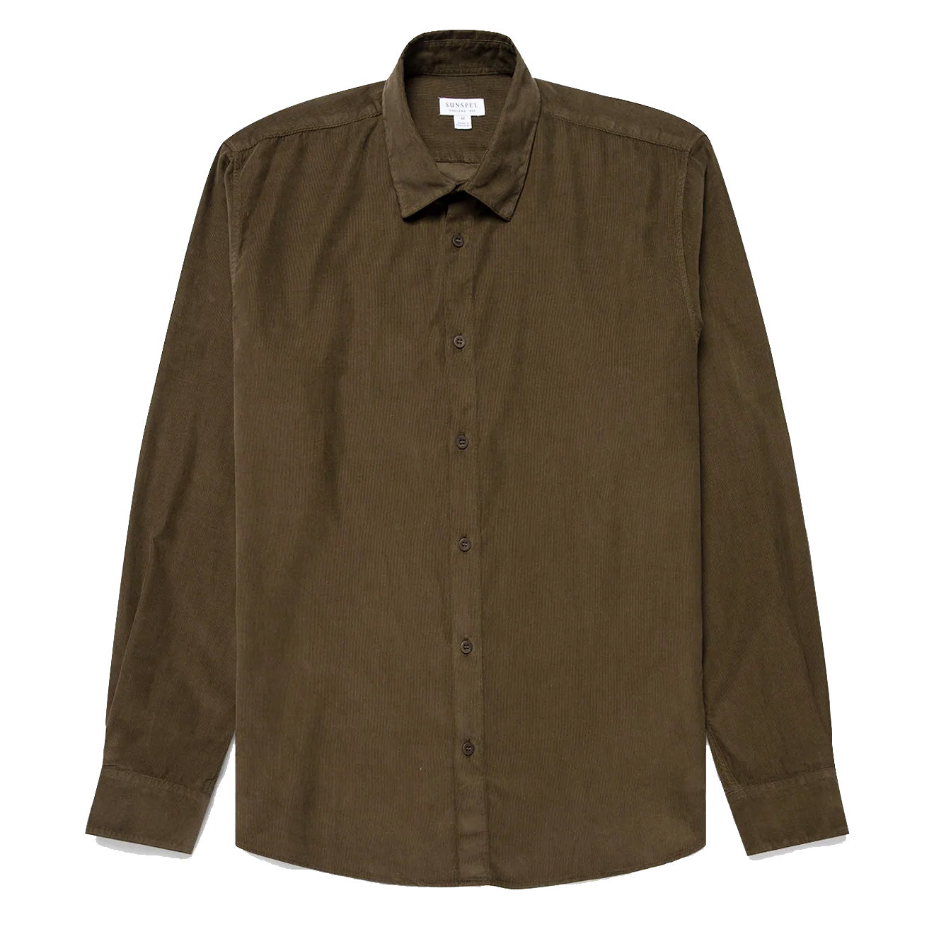 Sunspel Fine Corduroy Oxford Shirt Dark Moss Sunspel