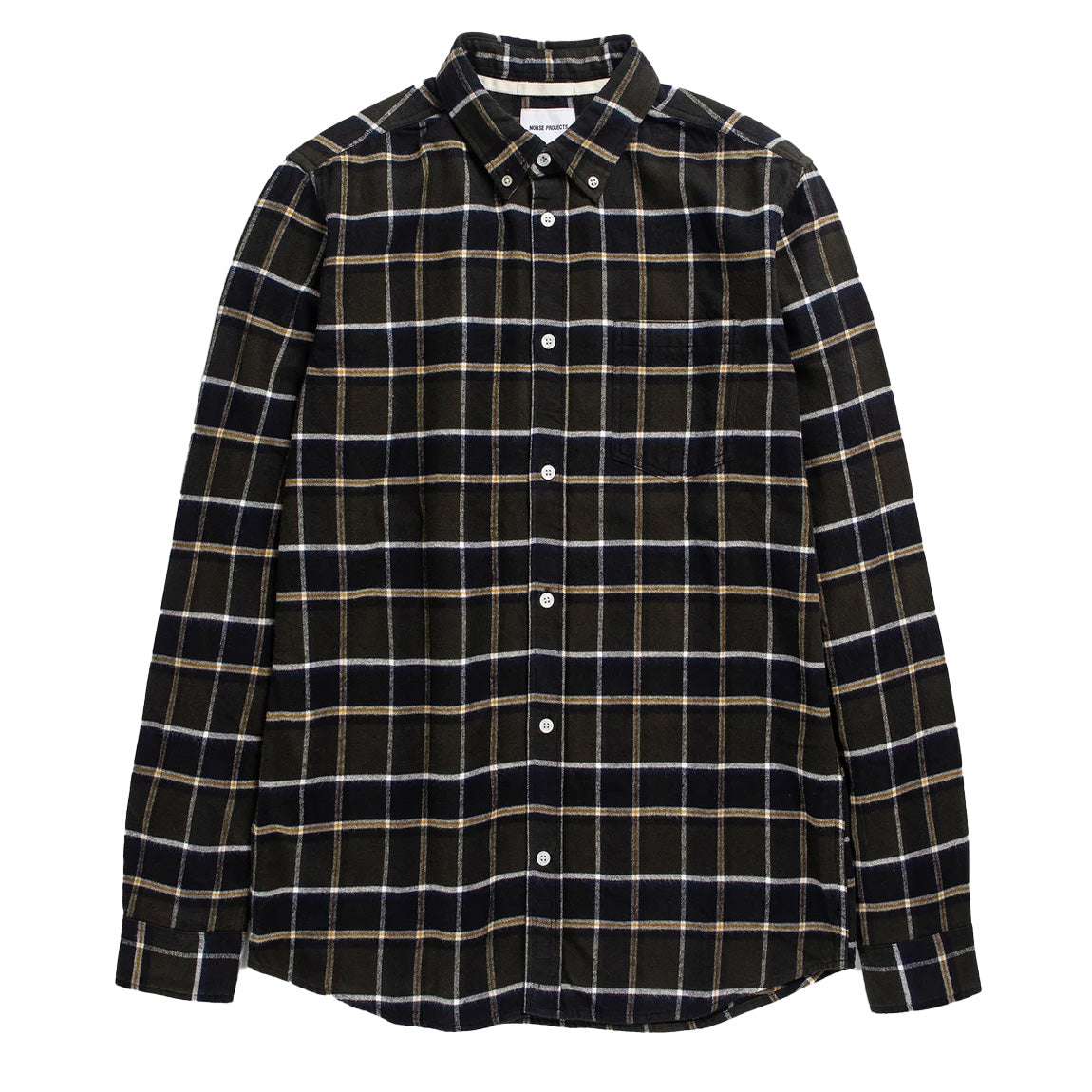 Norse Projects Anton Brushed Flannel Check Shirt Beech Green Norse Projects