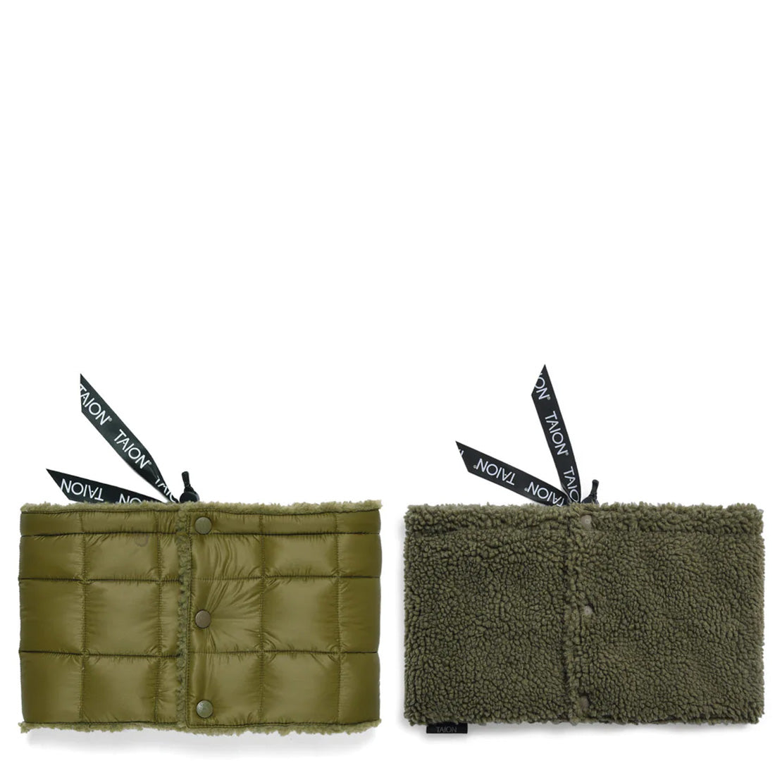 Taion Reversible Down Neck Warmer Olive / D. Olive Taion