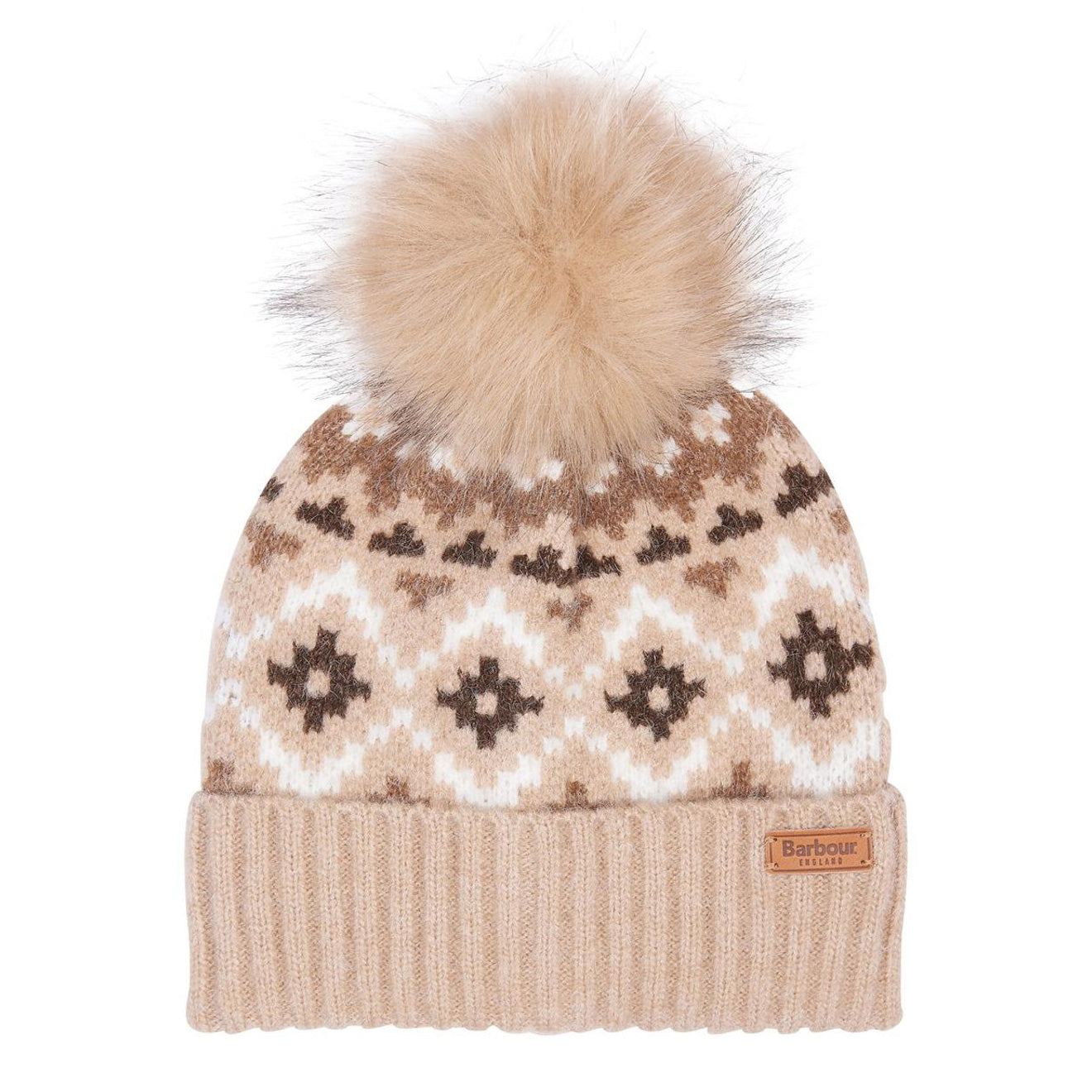 Barbour Womens Claudia Fair Isle Beanie Hat Rosewood Barbour