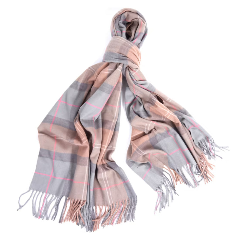 Barbour Womens Hailes Wrap Taupe / Pink Barbour