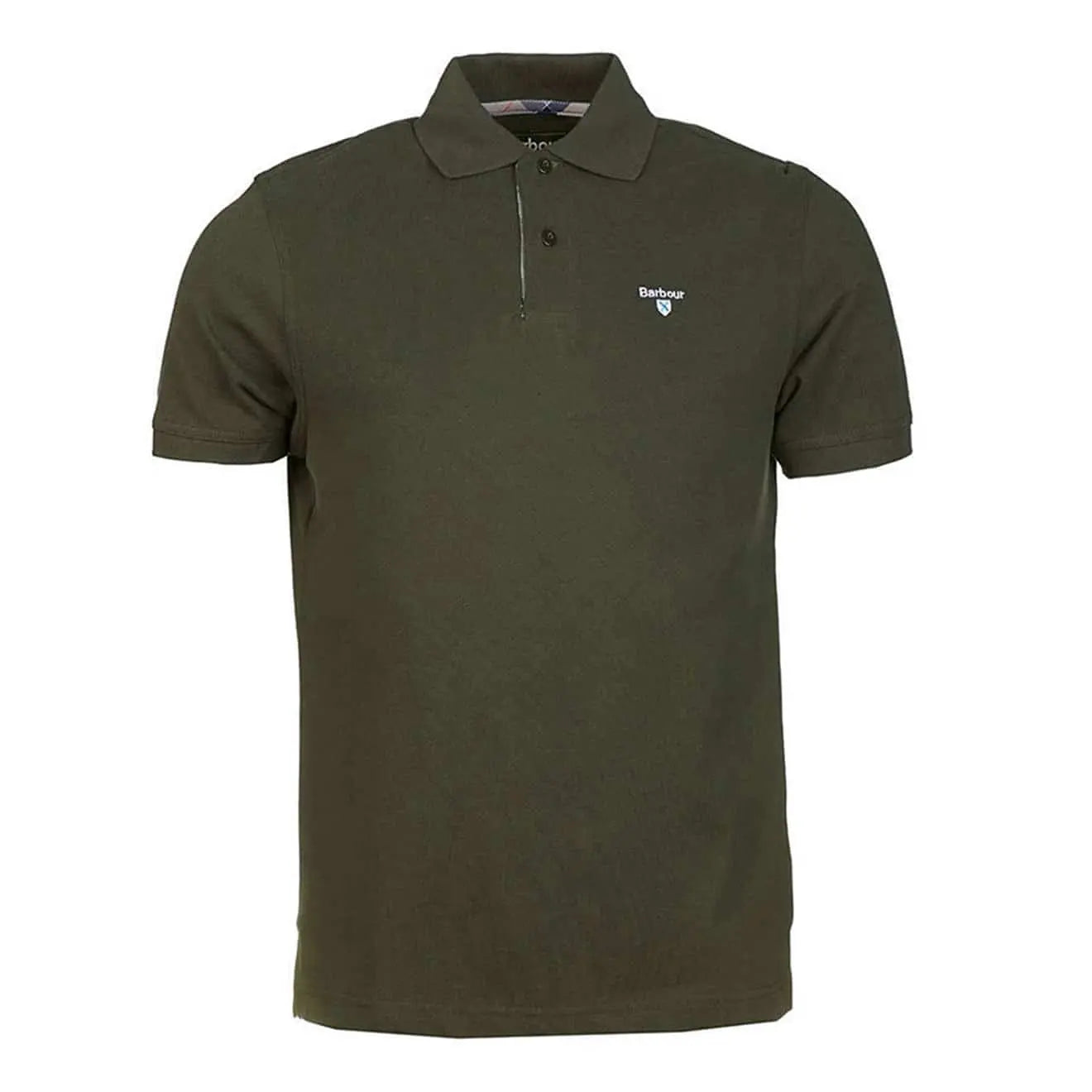 Barbour Tartan Cotton Pique Polo Shirt Forest Green - Parasol Store