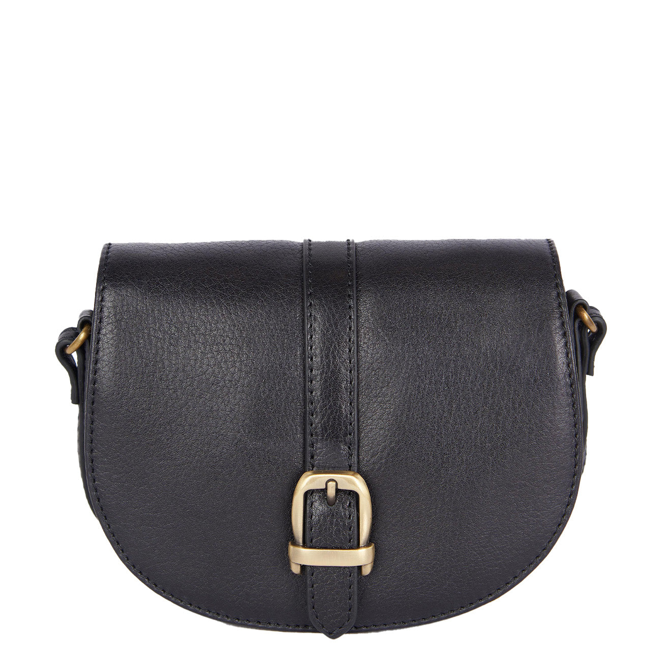 Barbour Womens Laire Leather Saddle Bag Black | Parasol Store