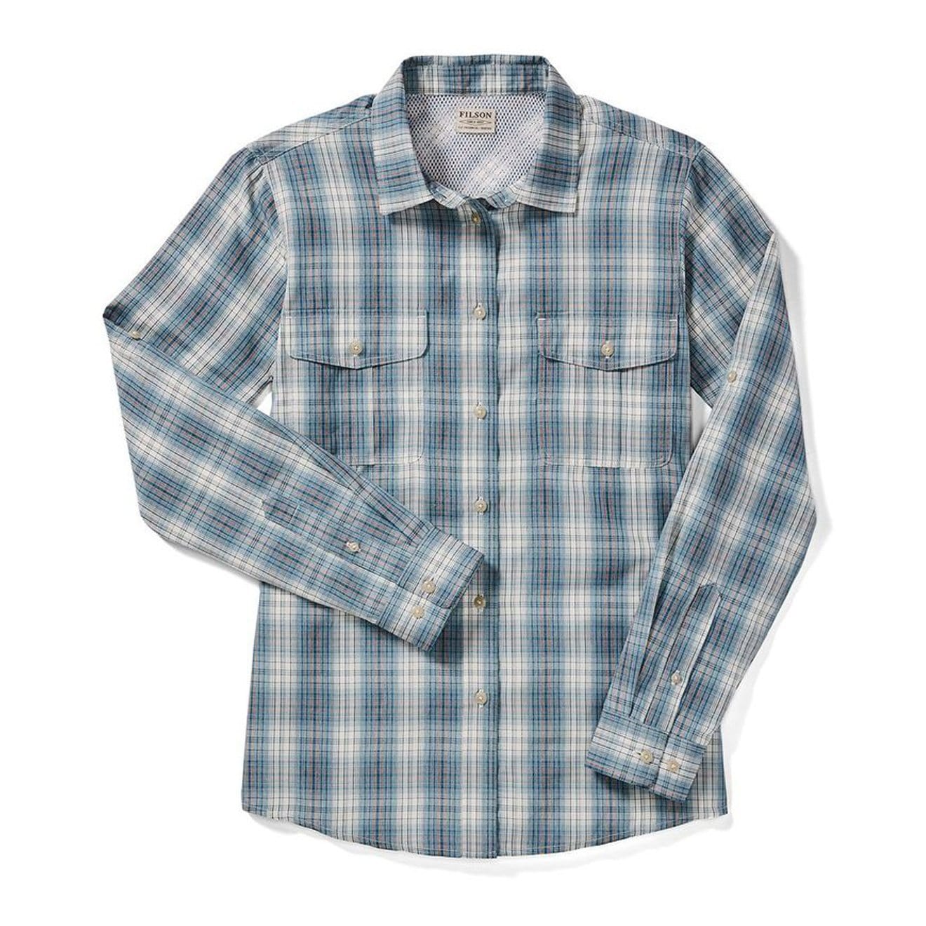 Filson Womens Lake Crescent Shirt Ivory/Teal/Orange Filson