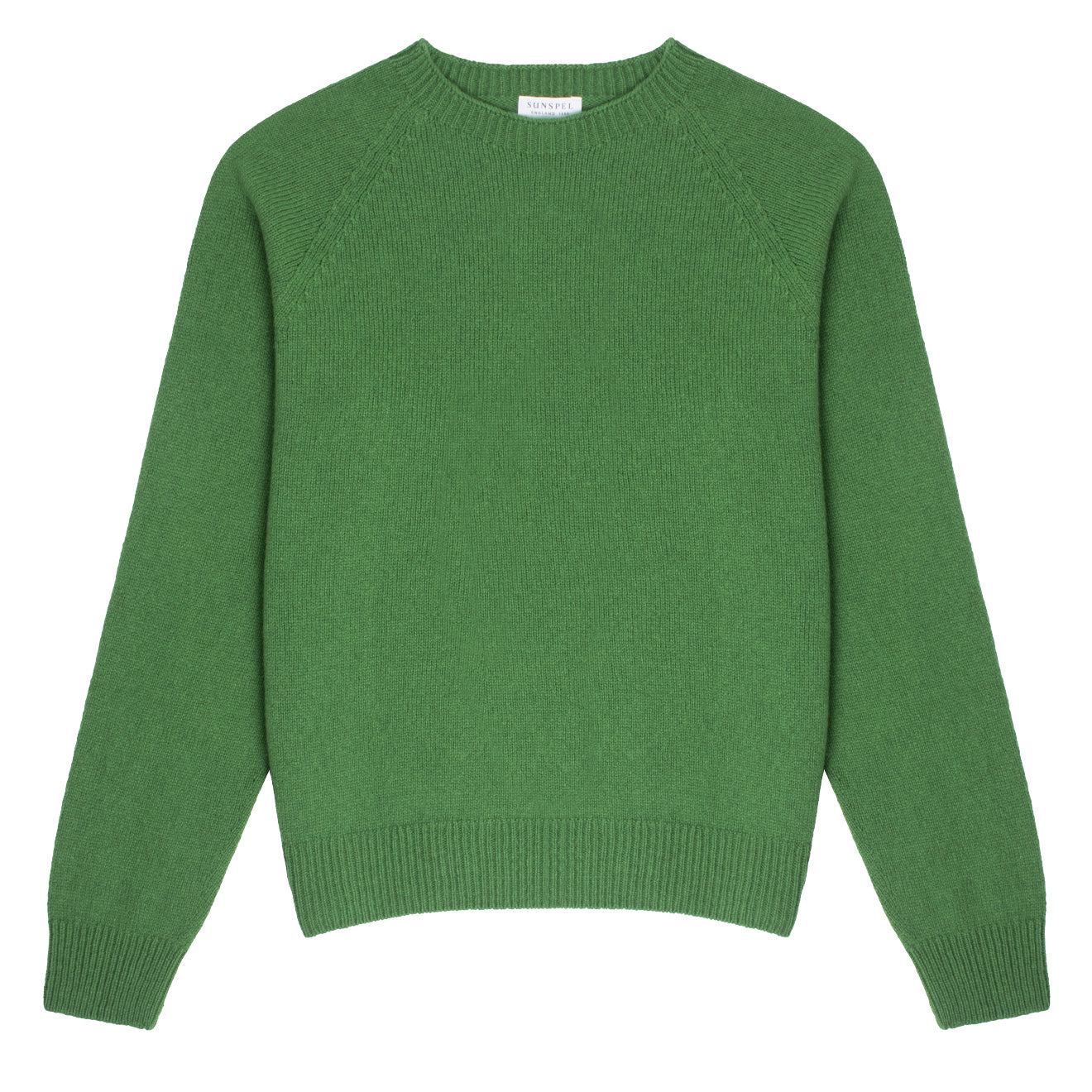 Sunspel Womens Lambswool Crew Neck Jumper Bright Green Sunspel