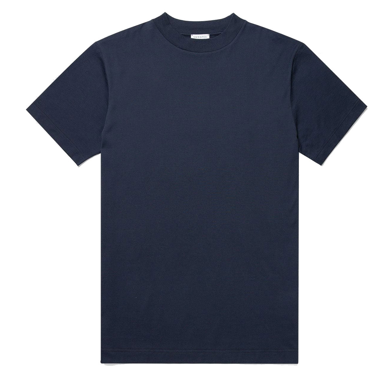 Sunspel Mock Neck T-Shirt Navy Sunspel