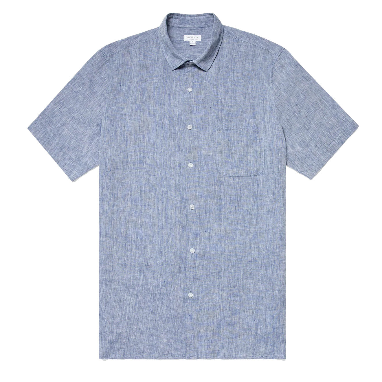 Sunspel SS Italian Linen Shirt Bluestone Melange Sunspel