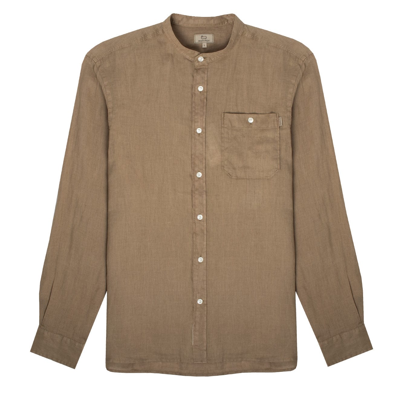 Woolrich Band Collar Linen Shirt Branch Woolrich