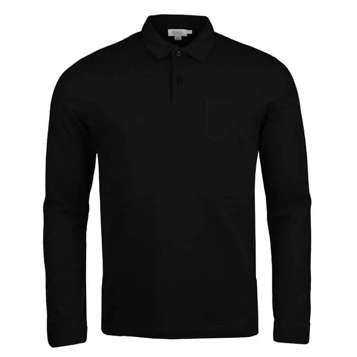 Sunspel Long Sleeve Riviera Polo Black Sunspel